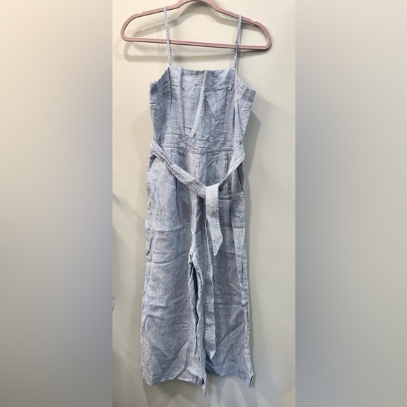 J. Crew Pants - J. Crew Light Blue Striped Linen Jumpsuit Size 2